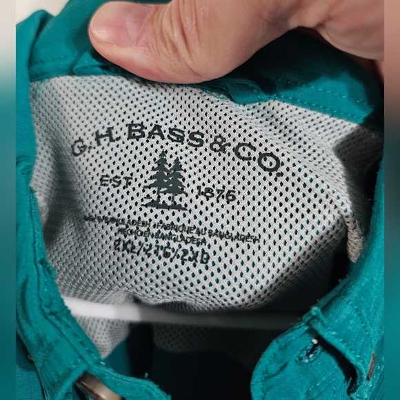 G.H. Bass & Co. 2XL Teal Short Sleeve Fishing Outdoor Hiking Utility Button Top - Picture 4 of 6